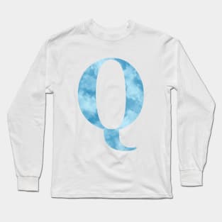 Clouds Blue Sky Initial Letter Q Long Sleeve T-Shirt